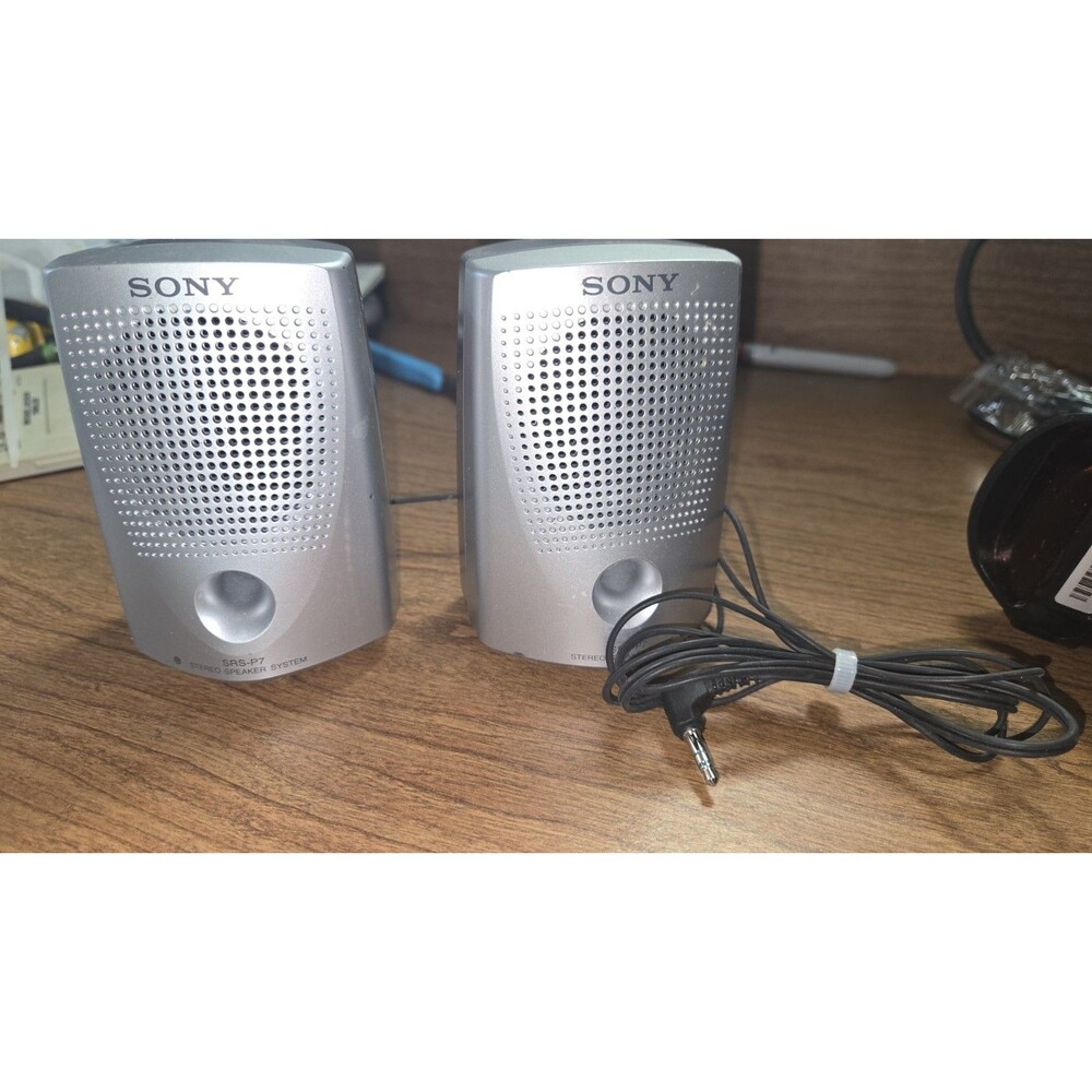 Sony SRS-P7 Mini PC Speakers TESTED Non-Powered 3.5mm Audio Jack Wired Stereo